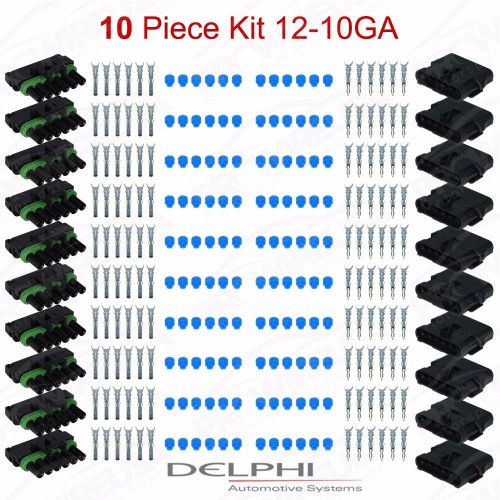 Delphi weather pack 6 pin sealed connector kit 12-10 ga 10pc kit