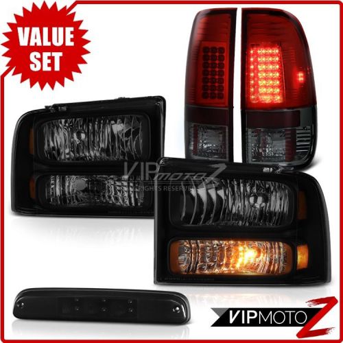 1999-2004 f250 lariat third brake lamp smokey red rear lamps headlamps led smd