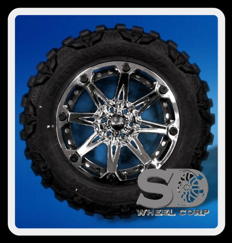 20" ballistic 814 jester 8x6.5 w/ 35x12.50x20 nitto mud grappler mt wheels rims