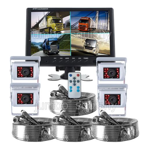 9&#034; split 4 screen monitor+backup rear view ccd camera for truck bus van trailer