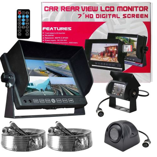 7&#034; monitor with dvr 2x rear view backup reverse camera system safety kit for rv