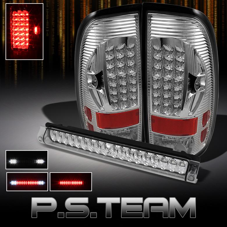 97-03 ford f150 97-99 f250ld clear led tail lights +full led 3rd brake lamp