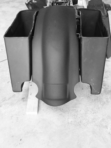 4&#034; stretched saddlebags and fender for harley davidson street glide flh bagged