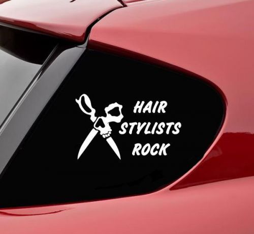 Hair stylists rock vinyl decal sticker bumper funny salon barber scissor clipper