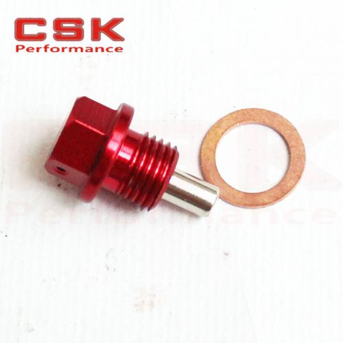 M14x1.5 engine magnetic oil pan drain plug blot with crush washer 1pcs red