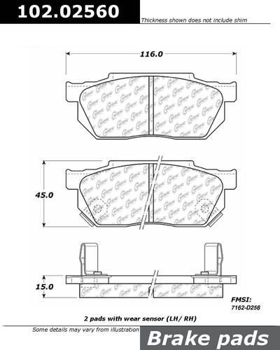 Centric 102.02560 brake pad or shoe, front-standard metallic brake pad