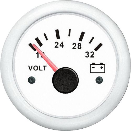 Marine auto voltage gauge for boat white plastic bezel white face 18-32v free