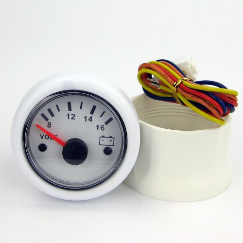 Ip67 marine voltage gauge for boat black plastic bezel black face 8-16v 52mm