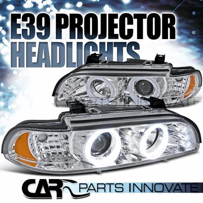 1997-2003 bmw e39 5-series 528i 540i chrome led iced halo projector headlights