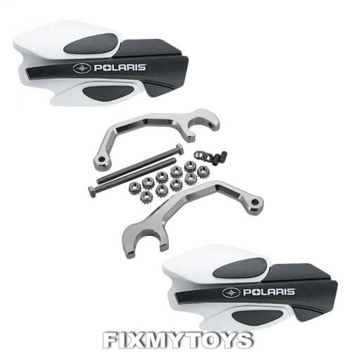 White hand guards billet kit 2007 2008 2010 polaris 700 iq switchback dragon rmk