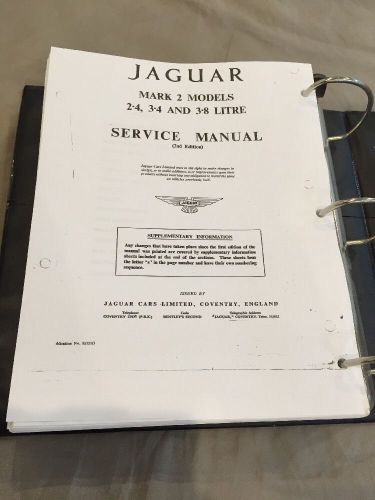 Original service manual mark 2 models 2.4 3.4 and 3.8 litre