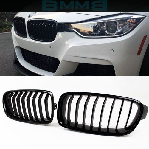 Bmw f30 f31 gloss paint performance black kidney grills sedan 328i 335i