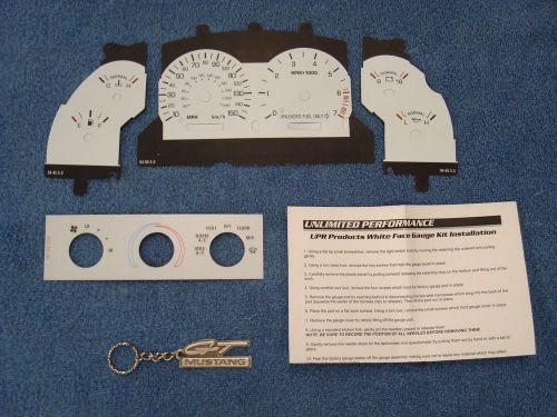 1994 1995 ford mustang gt white face gauge and a/c overlay kit150 mph