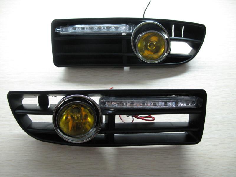 Vw 99-04 jetta / bora mk4 yellow lens fog light+daytime runing lamp+grill&wiring