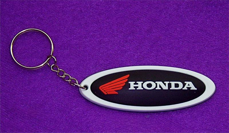 Honda key ring  oval -  white - black - red wing
