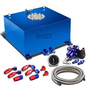 10 gallon/38l aluminum fuel cell tank+oil feed line+1:1 pressure regulator blue