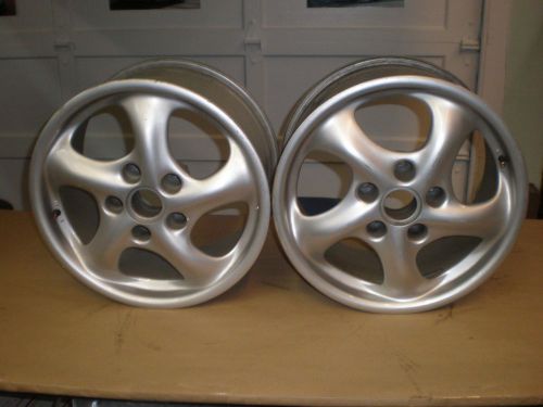 Porsche 911 carrera/996 boxster ~ pair of oem 17&#034;x9&#034; alloy turbo twist wheels