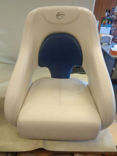 Crownline helm seat off white &amp; blue vinyl marine boat