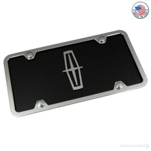 Lincoln logo on black license plate + abs frame - new!