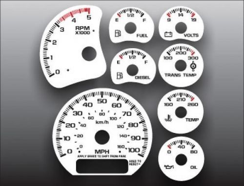 1999-2002 chevrolet silverado lb7 duramax white face gauges 2001-2002