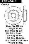 Centric parts 125.40016 rear performance rotor