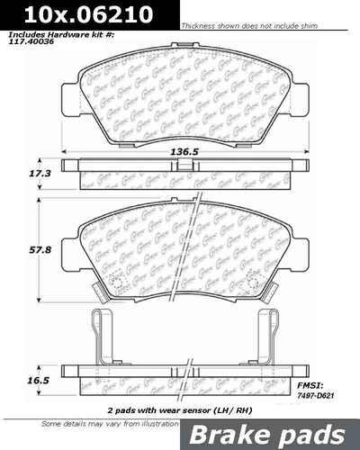 Centric 105.06210 brake pad or shoe, front