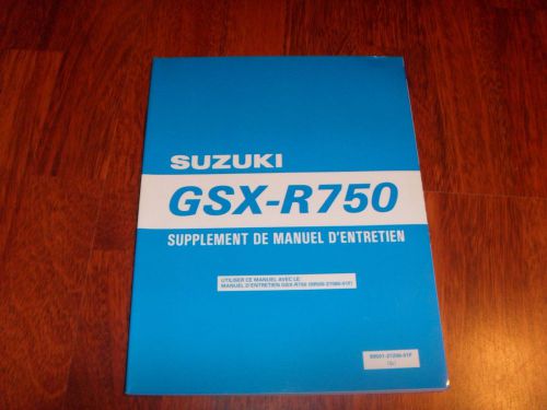 Suzuki gsx-r750 supplément de manuel d&#039;entretien 99501-37200-01f