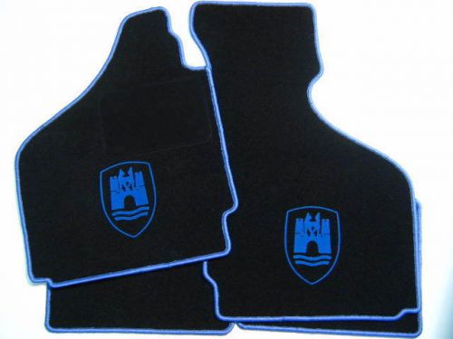 Black/light blue wolfsburg floor mats for vw karmann ghia type 34 coupe