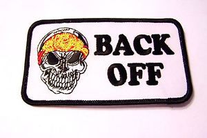 #0653 motorcycle vest patch skull / back off