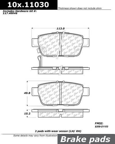 Centric 106.11030 brake pad or shoe, rear