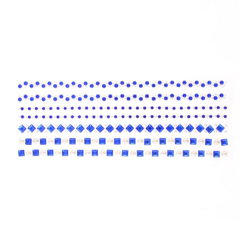 Plastic beads square shape design car auto diy sticker white blue 7 in 1