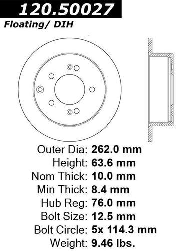 Centric 121.50027 rear brake rotor/disc-c-tek standard rotor