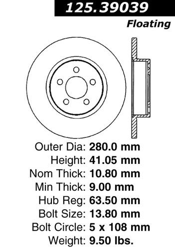 Centric 125.39039 rear brake rotor/disc-high carbon rotor-preferred