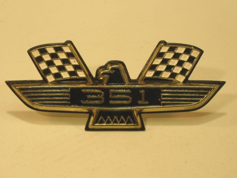 Ford thunderbird 351 emblem with flags-black and gold/hot rod,kit car,galaxie