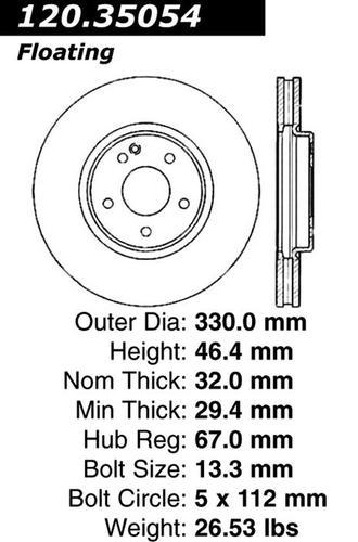 Centric 120.35054 front brake rotor/disc-premium rotor