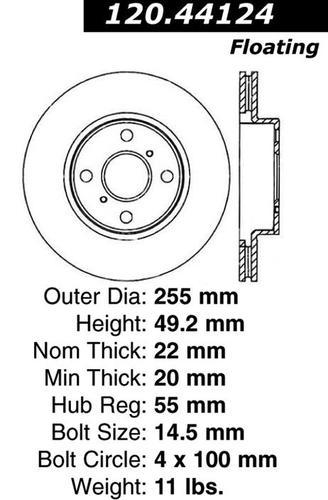 Centric 120.44124 front brake rotor/disc-premium rotor-preferred