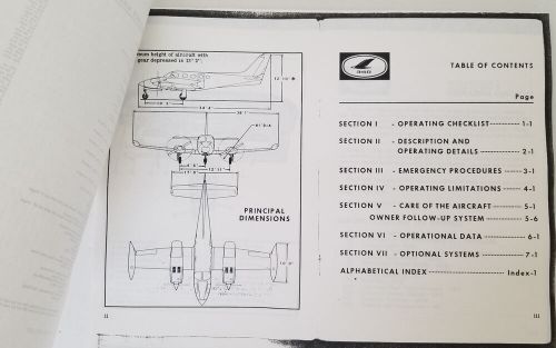 Cessna 340 1974 owner&#039;s manual, complete copy from 1987 reprint, with index