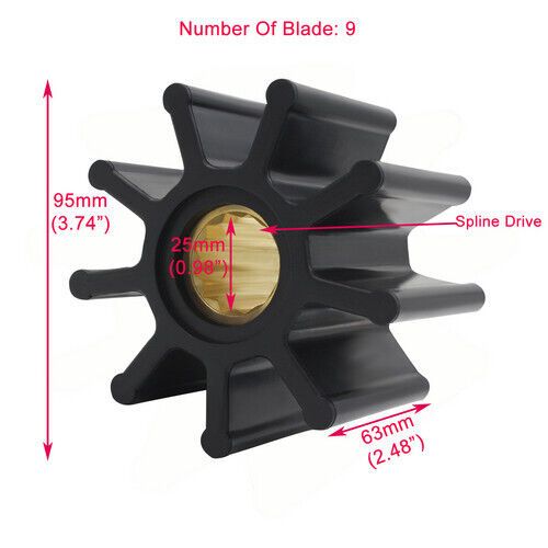 Inboard marine engine cooling water pump impeller for caterpillar cat 1l4774