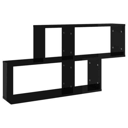 Nnevl wall shelf high gloss black 100x18x53 cm chipboard