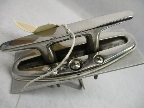 Run about marine boat stud mount open base pop up cleat &amp; plate, chrome 4-1/2&#034;