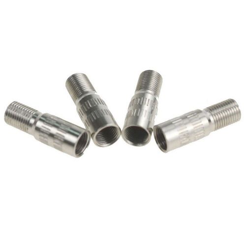 25mm valve stem extensions 4pcs car chrome extender screw-on silver tone ~