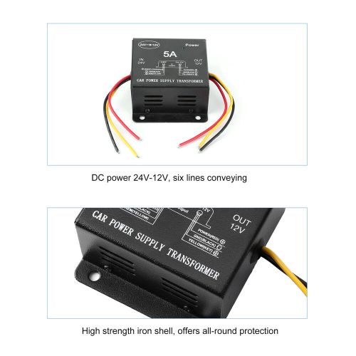 5a power converter 24v-12v transformer for truck rv yacht audio navigation