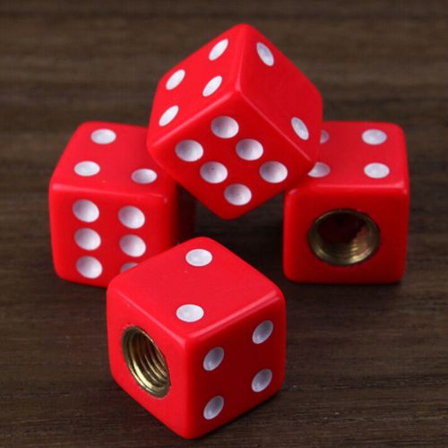 Design red dice tire air valve stem caps for car truck bike atv wheel rims b-md