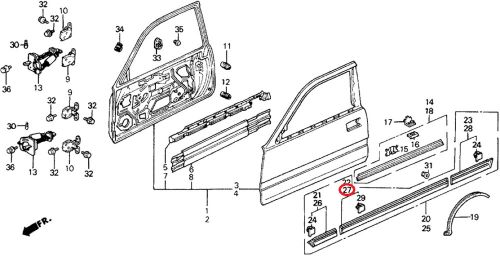 1990-1991 honda prelude genuine honda 75322-sf1-a11 protector, l. door