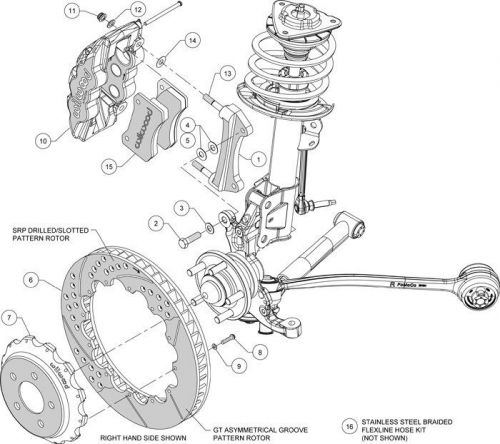 Wilwood aero6 front big brake kit fits 2015-2018 ford mustang,15&#034; rotors,red