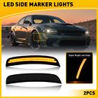 For 2015-2022 dodge charger smoked lens amber led front bumper side marker light