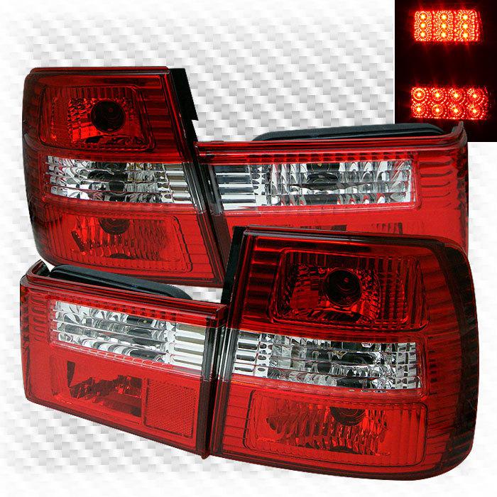 88-95 bmw e34 5-series red clear tail lights lamp rear brake pair taillights set