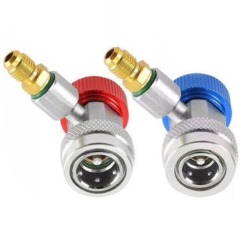 2pcs a/c r134a quick coupler adapter car high&amp;low side hvac sae male flare set