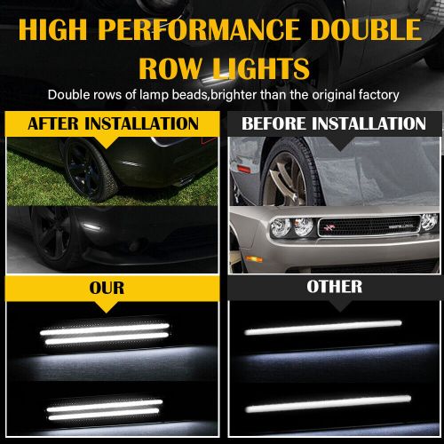 For dodge 2008-14 challenger smoke led lens side lights marker kit front+rear us