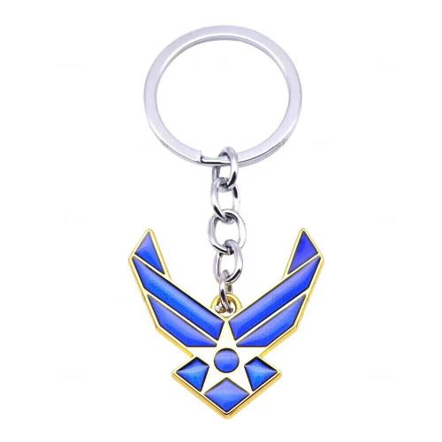 Gold blue us air force usaf key chain car keychain key ring keyfob universal